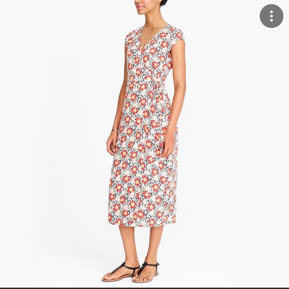 J.Crew Mercantile Easy Wrap Seventies Floral Midi Wrap Dress - Picture 11 of 12